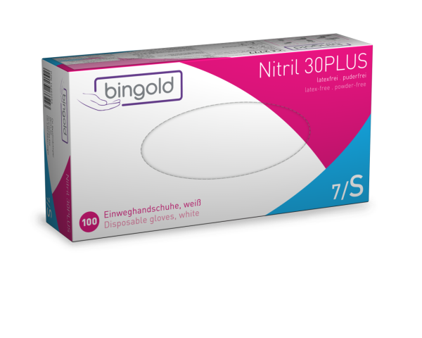 Bingold Nitril 30Plus weiß Gr. S 100 Stück