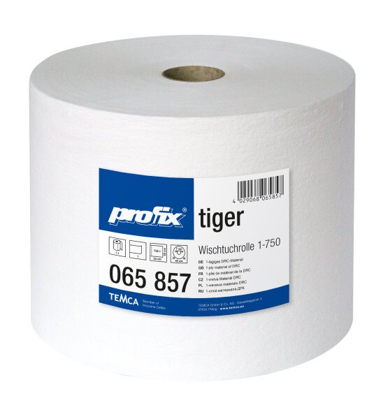 TEMCA profix tiger Wischtuchrolle 1-lagig 30x34cm weiß gekreppt 750 Blatt