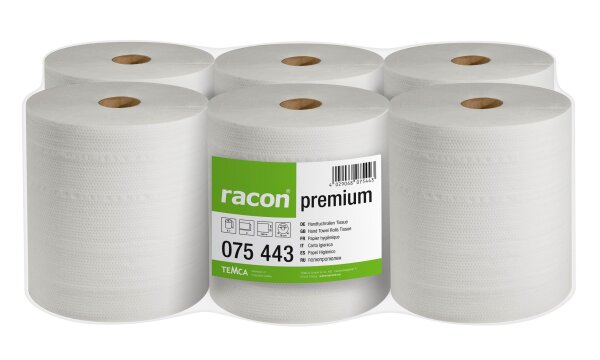 TEMCA racon premium Handtuchrollen 2-140 - 6 Rollen á 140 Meter hochweiß 2-lagig