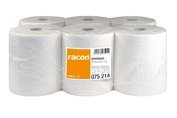 TEMCA racon premium Handtuchrollen - 6 Rollen á 130 Meter hochweiß 2-lagig