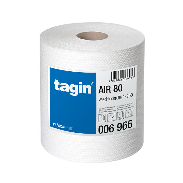 TEMCA tagin AIR 80 Wischtuchrolle 27x38cm 250 Blatt 1-lagig Zellstoff